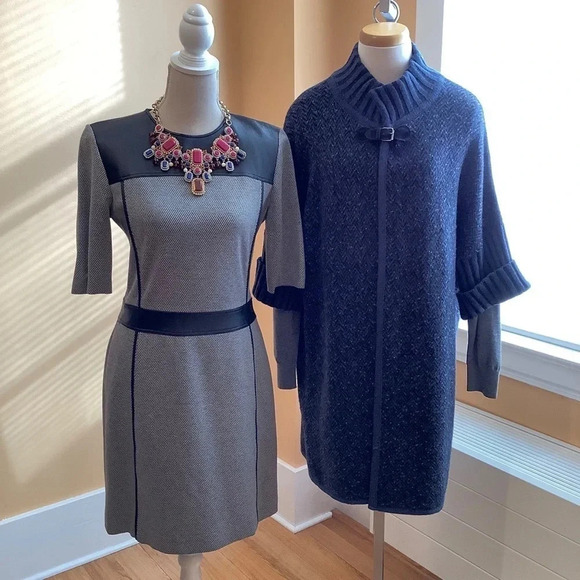 CHIARAMENTE Navy Tweed Duster Cardigan Size M - Picture 14 of 15